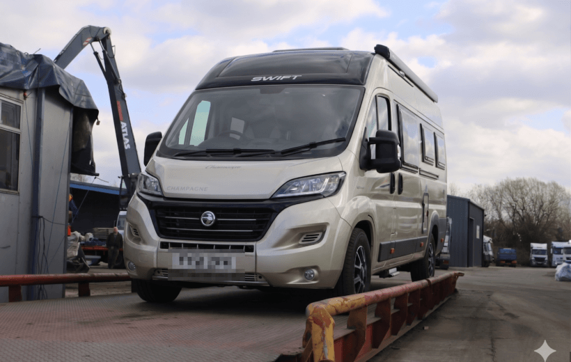 Fiat Ducato motorhome on weighbridge
