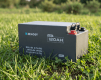 Solid state lithium battery on grass