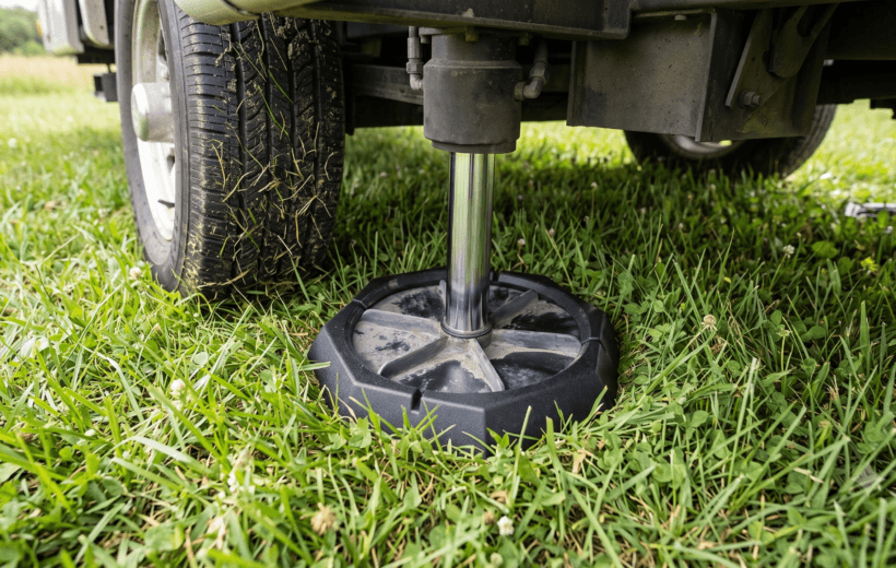 Motorhome levelling system using a snapapd